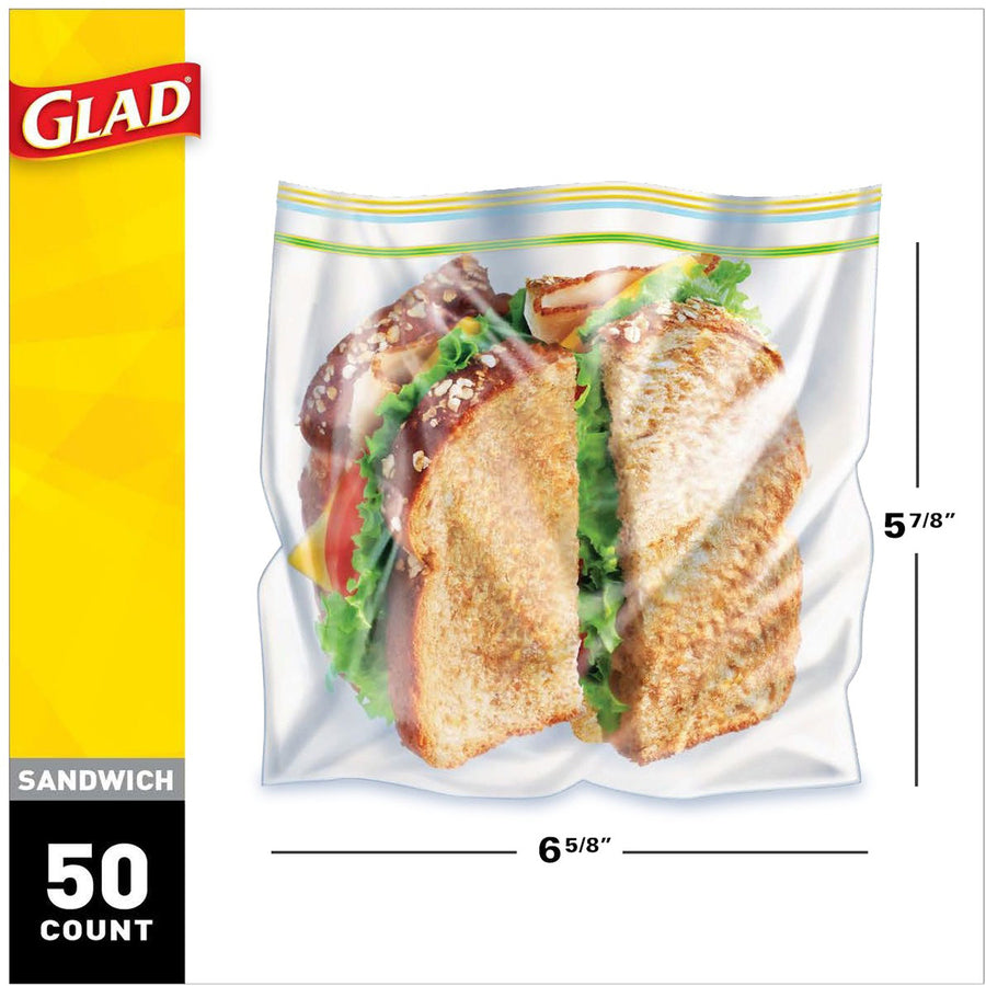 GLAD ZIPPER SANDWICH BAG*50/BX
