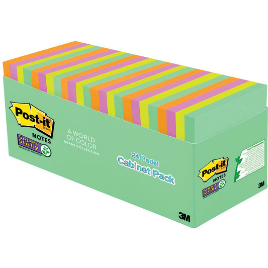 Post-it&reg; Miami Super Sticky Notes Cabinet Pack