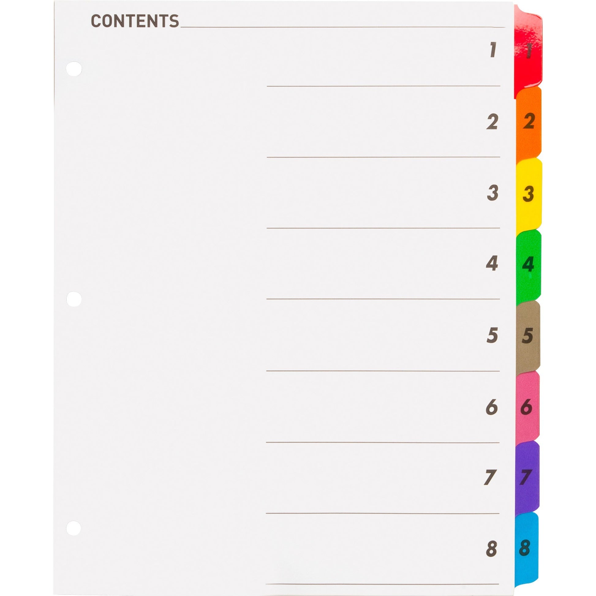 Business Source Table of Content Quick Index Dividers