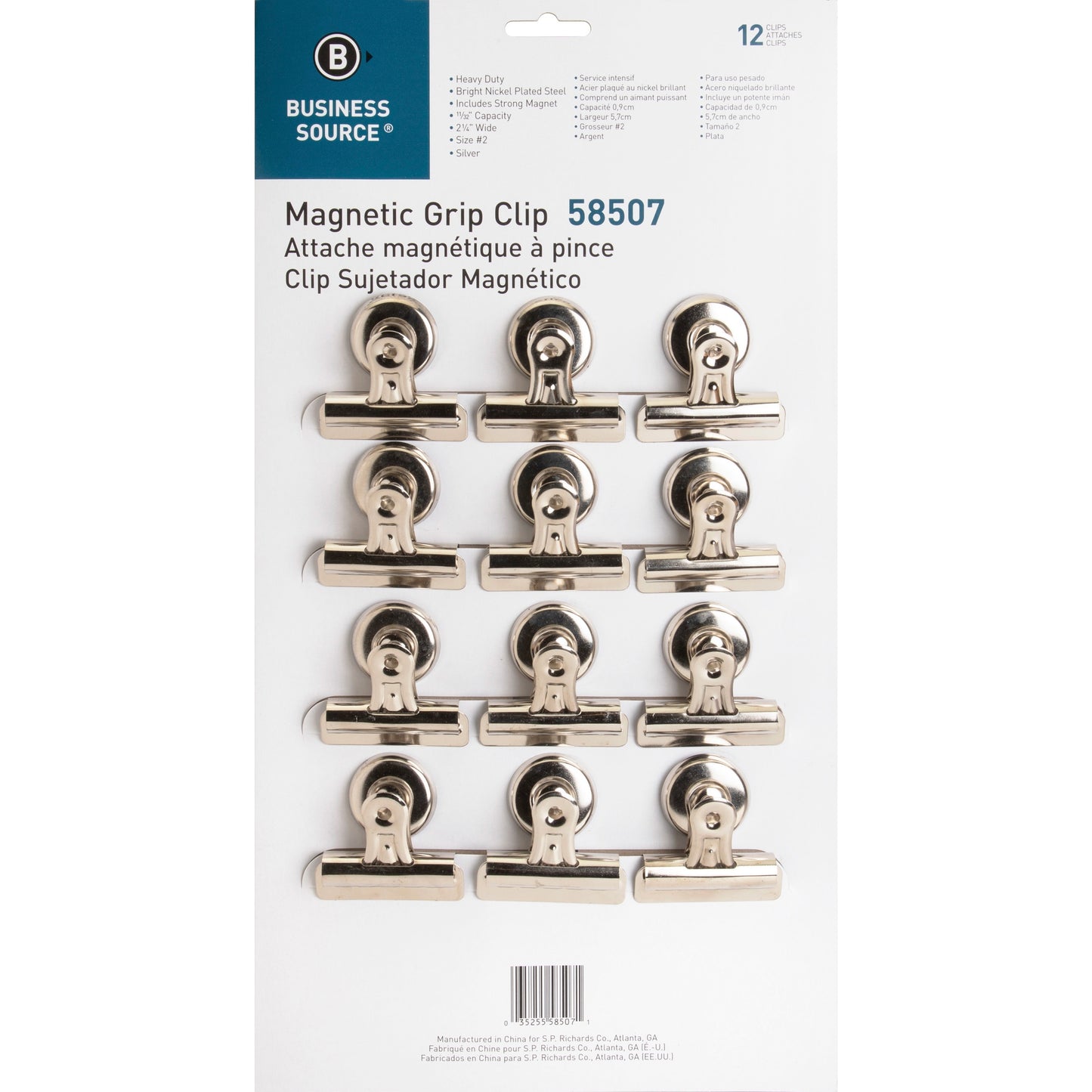 Business Source Magnetic Grip Clips Pack
