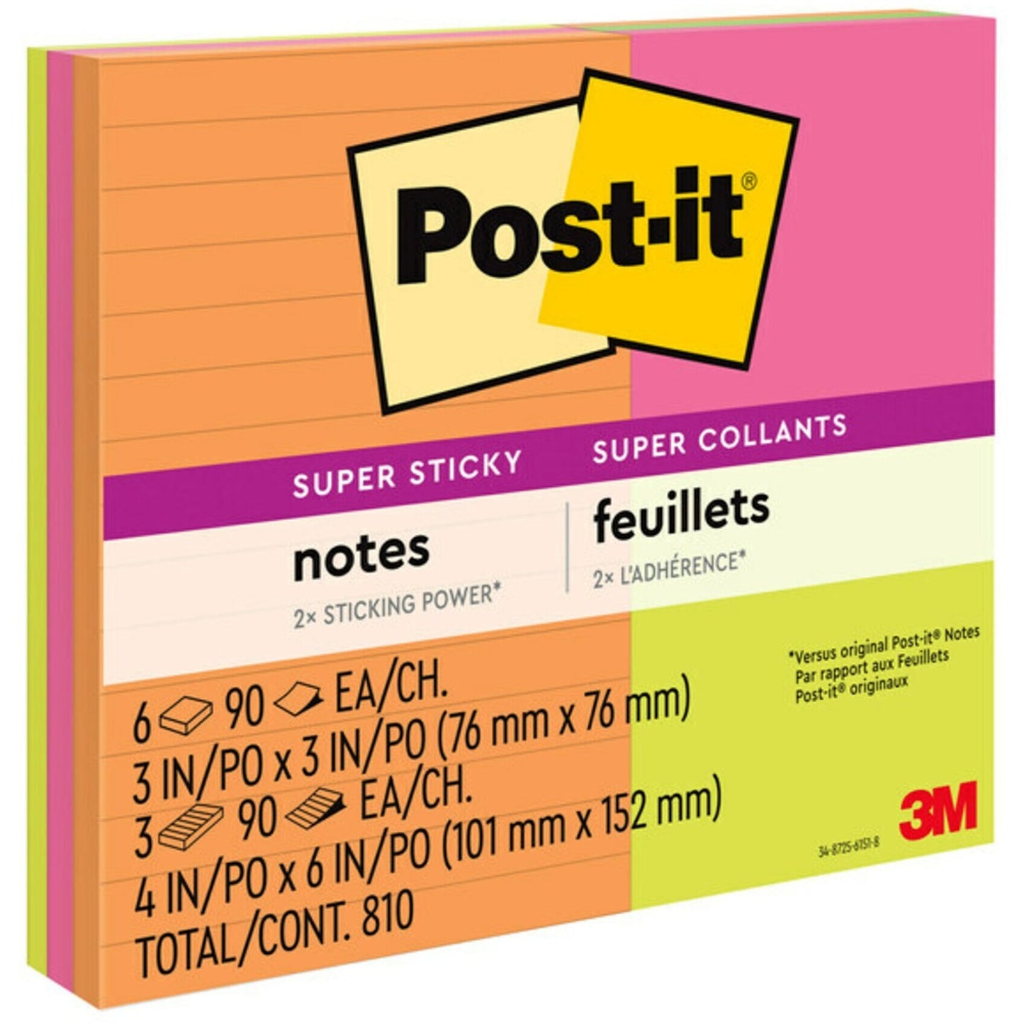 Post-it&reg; Super Sticky Notes - Energy Boost Color Collection