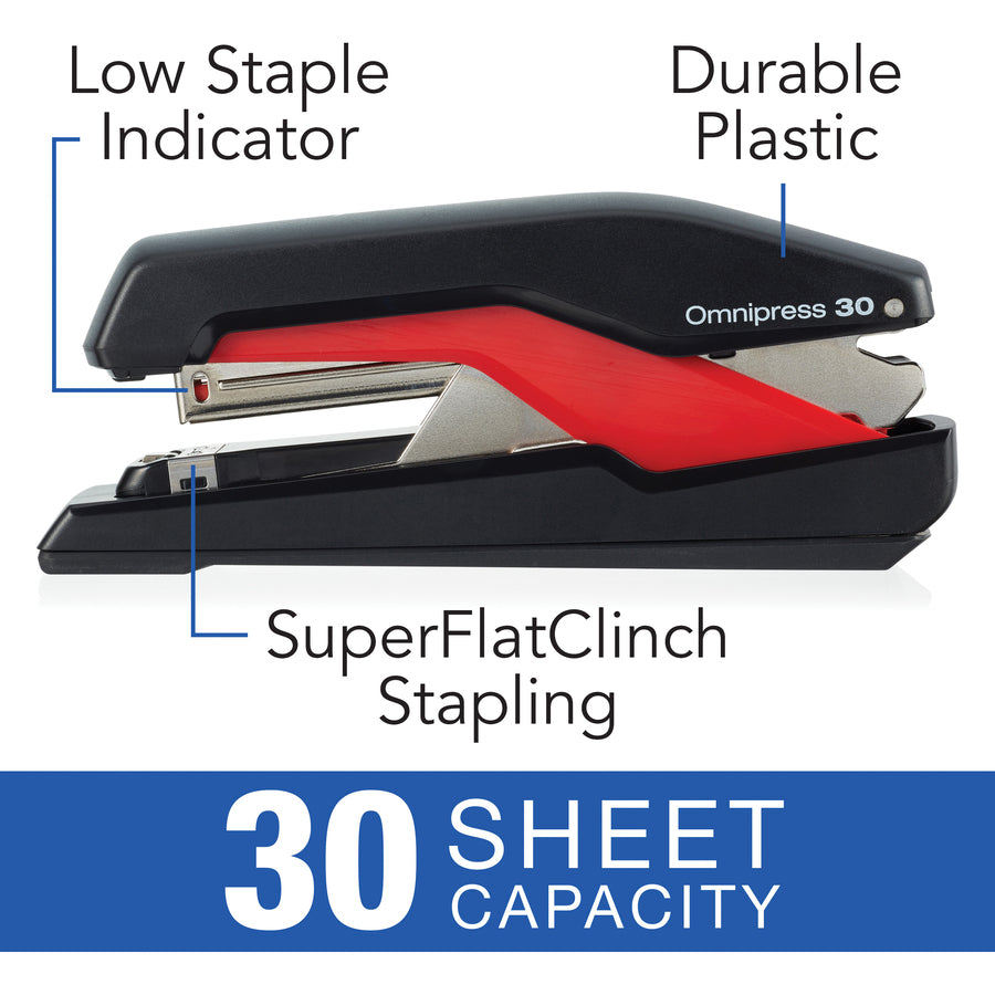 STAPLER,BLK/RED,30SH,OMNIPRESS