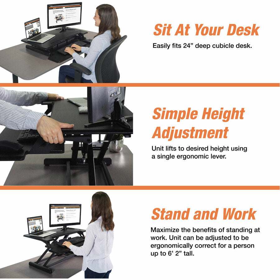Victor High Rise Height Adjustable Compact Standing Desk with Keyboard Tray - DCX610