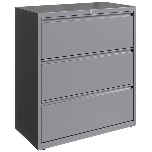 Lorell 36" Silver Lateral File - 3-Drawer