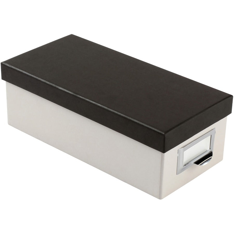 CARD STOR BOX 3X5 MARB WT/BLK