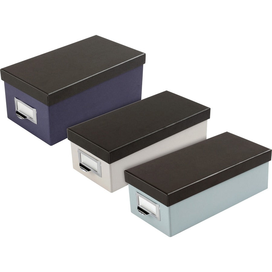 CARD STOR BOX 3X5 MARB WT/BLK