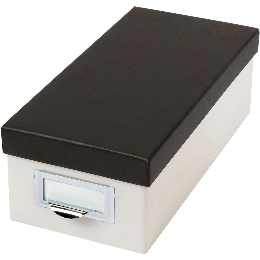 CARD STOR BOX 3X5 MARB WT/BLK