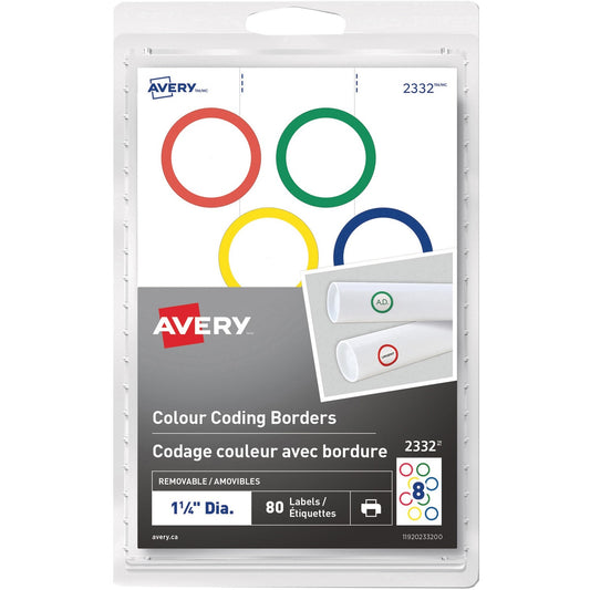 Avery&reg; Colour Coding Border Round Labels
