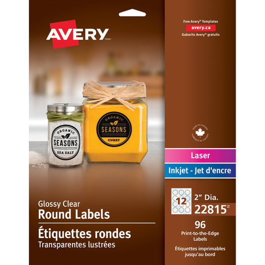 Avery&reg; Glossy Clear 2" Round Labels