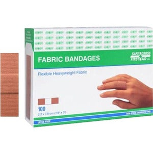 Safecross Fabric Bandages, 2.2 x 7.6 cm, Heavyweight, 100/Box