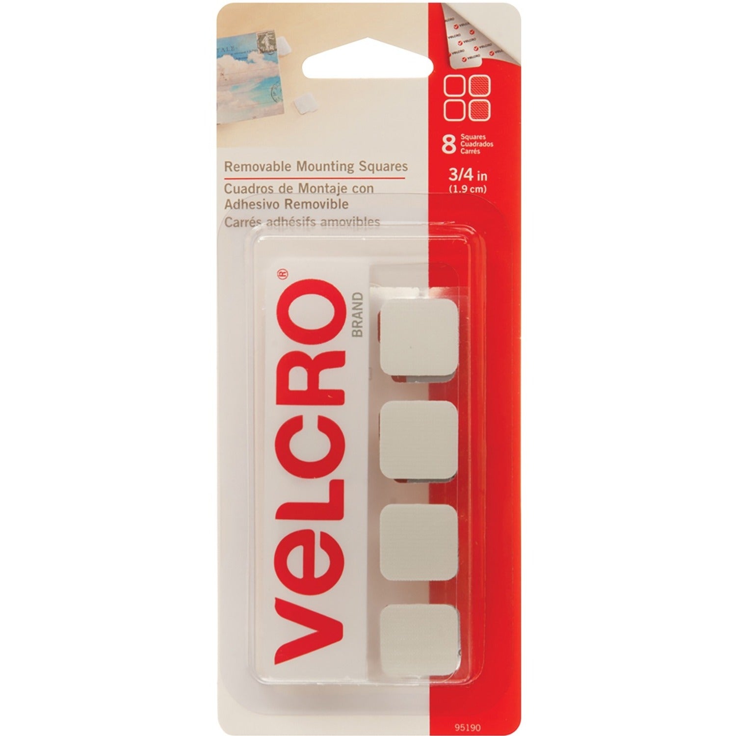 VELCRO Brand HANGables Removable Wall Fasteners | Strong Adhesive Hold, Up  to 7.5 kg / 16 ½ lb (per set of 4) | Easy-to-Remove from Wall, Firm Hold to