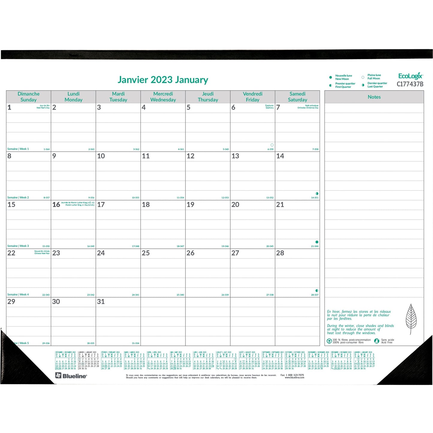 Blueline Blueline Ecologix Monthly Desk Pad Calendar