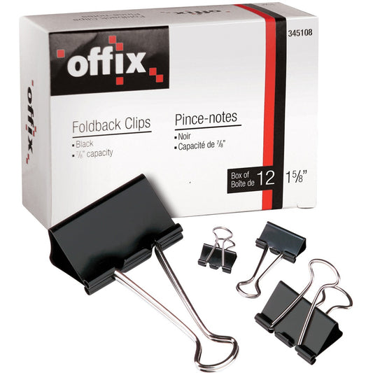 Offix Foldback Clips 9/16" ( cap ¼")