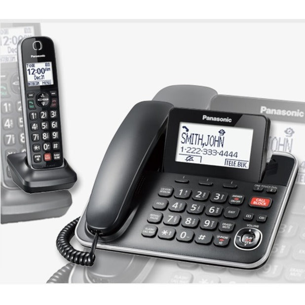 Panasonic KX-TGF872B DECT 6.0 Corded/Cordless Phone - Black - KXTGF872B