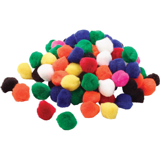 Funstuff Pom-Poms ½" , Assorted Colours. Pkg of 100.