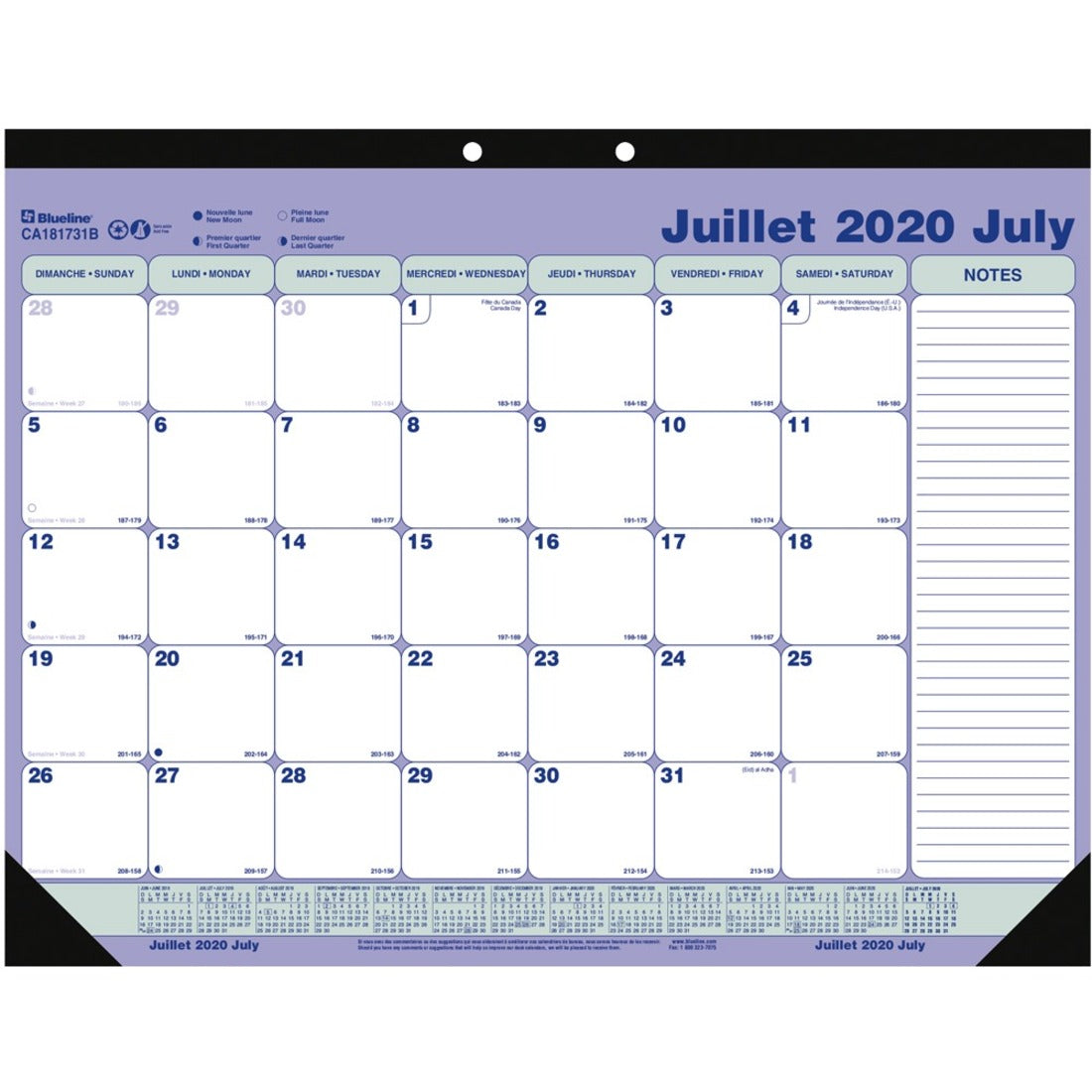 Blueline Academic Monthly Desk Pad 2020-2021