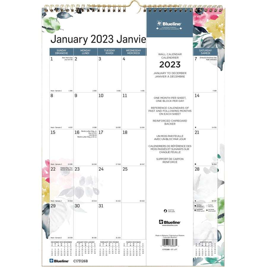 Blueline Monthly Wall calendar - C173126B