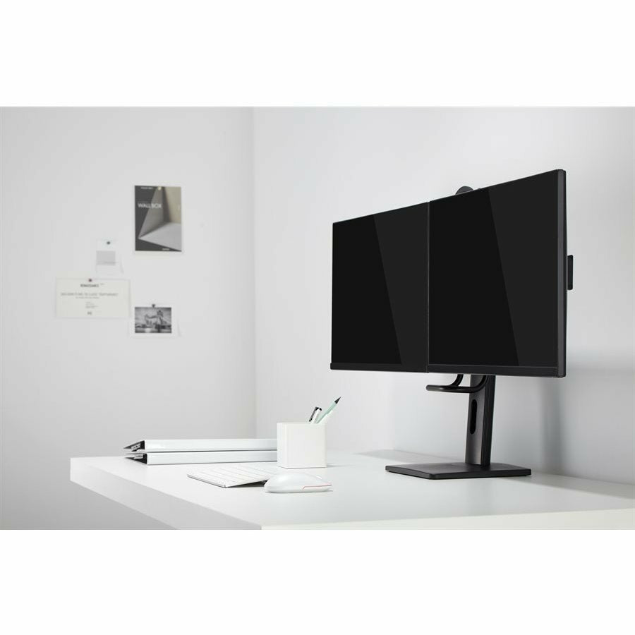 DBLE MONITOR ARM ON PEDESTAL