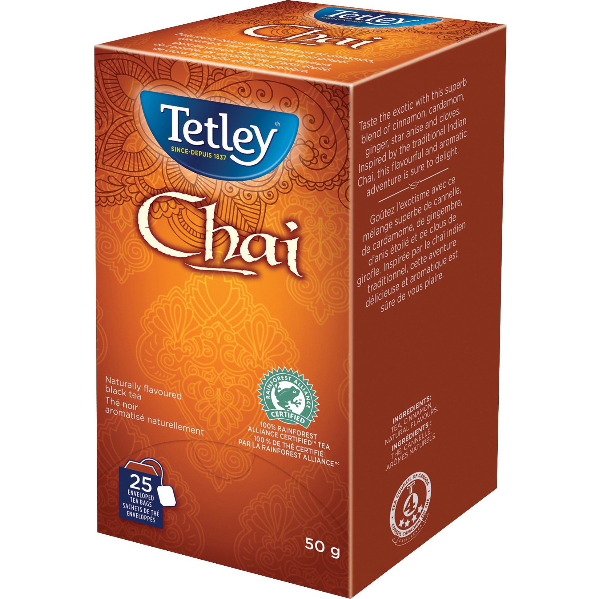 Tetley 100% Rainforest Alliance Certified Chai Tea Black Tea