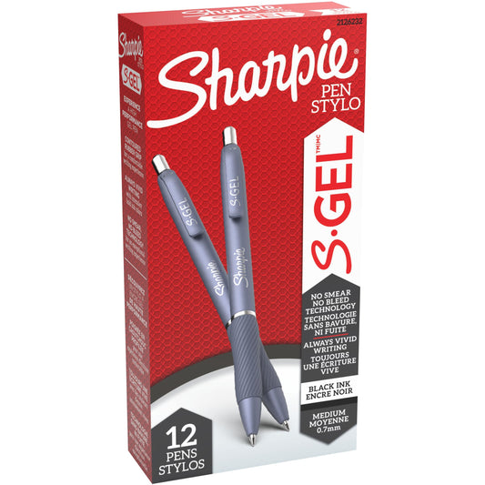 Sharpie S-Gel Fashion Retractable Pens 0.7 mm White Black 12/pkg