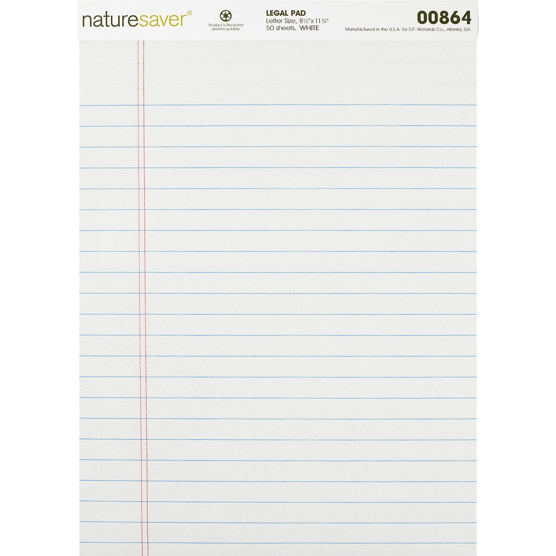 Nature Saver Recycled Legal Ruled Pads