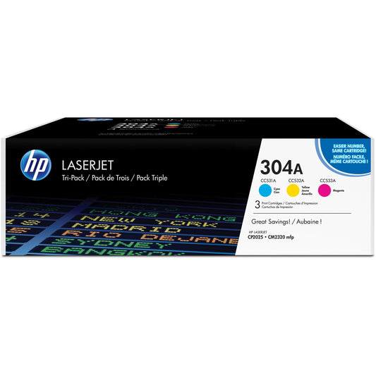 HP 304A (CF340A) Original Toner Cartridge - Tri-pack - Assorted