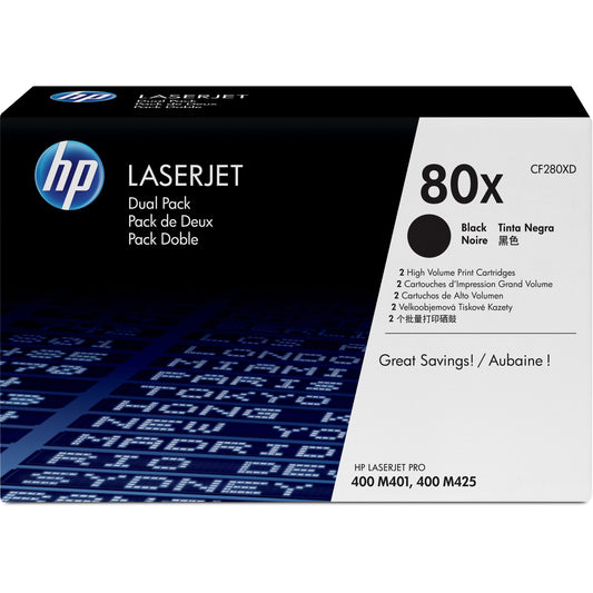 HP 80X (CF280XD) Original Toner Cartridge - Dual Pack - Black