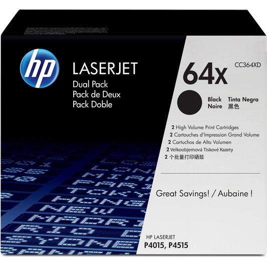 HP 64X (CC364XD) Original Toner Cartridge - Dual Pack - Black
