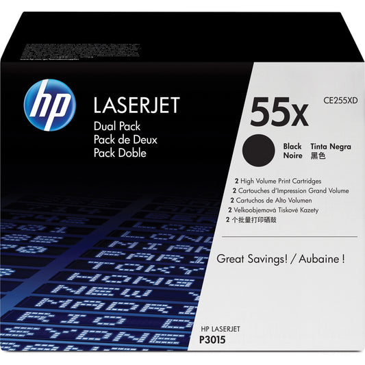 HP 55X (CE255XD) Original Toner Cartridge - Dual Pack - Black