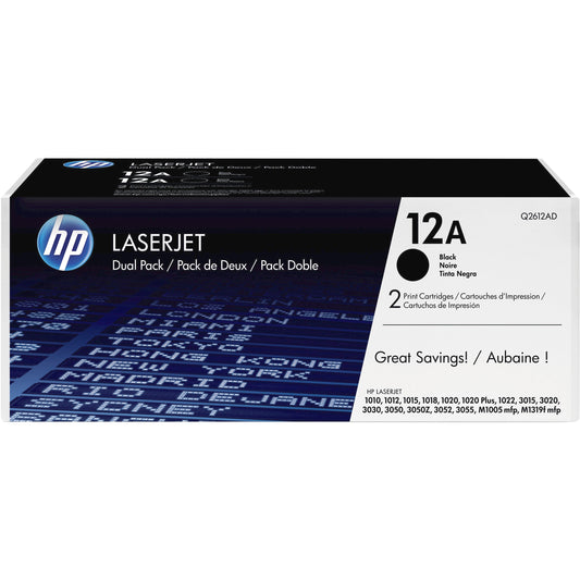 HP 12A (Q2612D) Original Toner Cartridge - Dual Pack - Black
