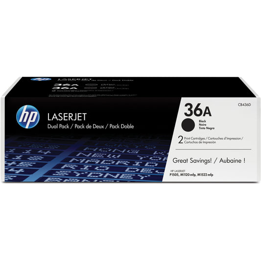 HP 36A (CB436D) Original Toner Cartridge - Dual Pack - Black