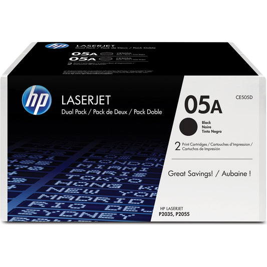 HP 05A (CE505D) Original Toner Cartridge - Dual Pack - Black