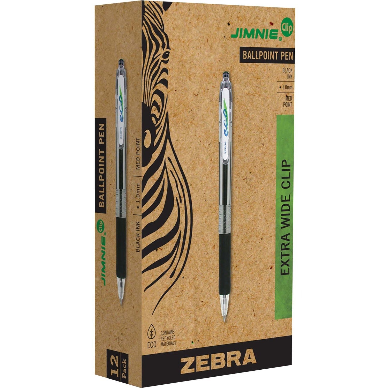 Zebra Pen Eco Jimnie Clip Retractable Ballpoint Pens