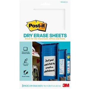 Post-it&reg; Super Sticky Dry Erase Surface Sheet, 7 in. x 11.375 in