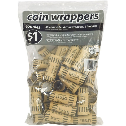 Merangue Paper Coin Wrapper, Loonie, 36 Pack