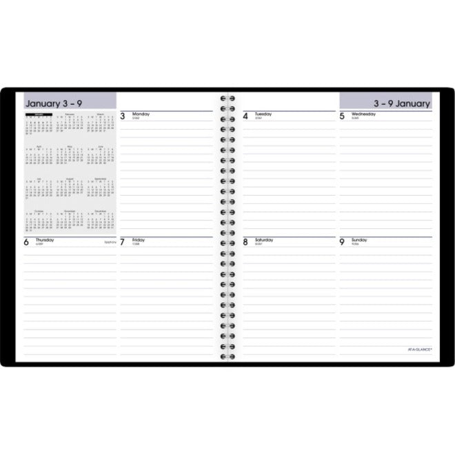 AT-A-GLANCE&reg; DayMinder Block-Style Weekly Planner, 7&quot; x 8 3/4&quot;, Black, January To December 2022, G53500 - G5350023