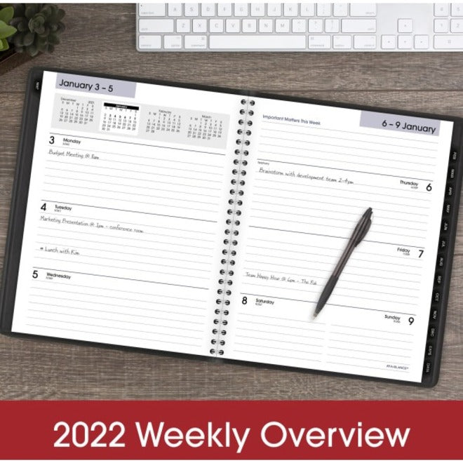 AT-A-GLANCE&reg; DayMinder Executive Refillable Weekly/Monthly Planner, 7&quot; x 8-3/4&quot;, Black, January To December 2022, G54500 - G5450023