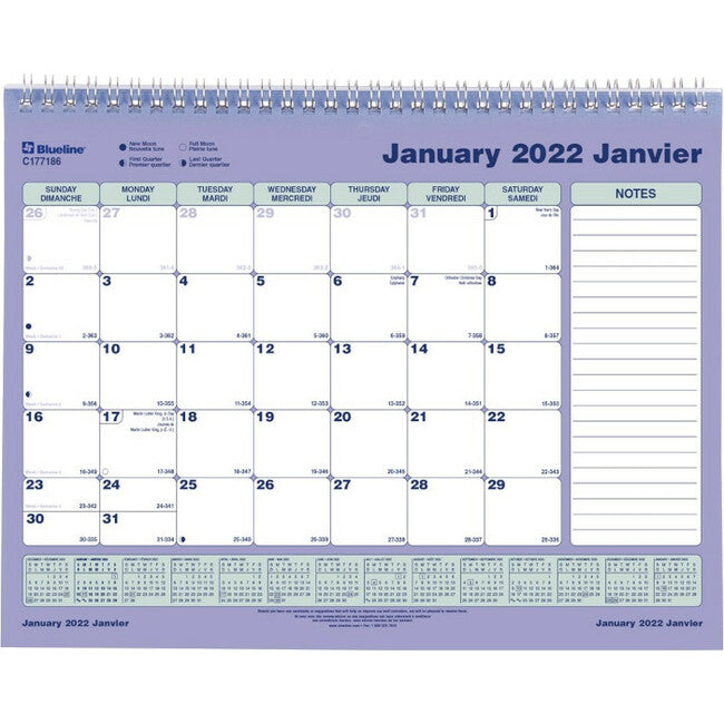 Blueline Monthly Calendar 2023, Bilingual