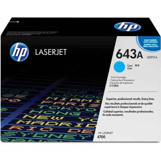 HP 643A (Q5951A) Original Toner Cartridge - Single Pack - Cyan