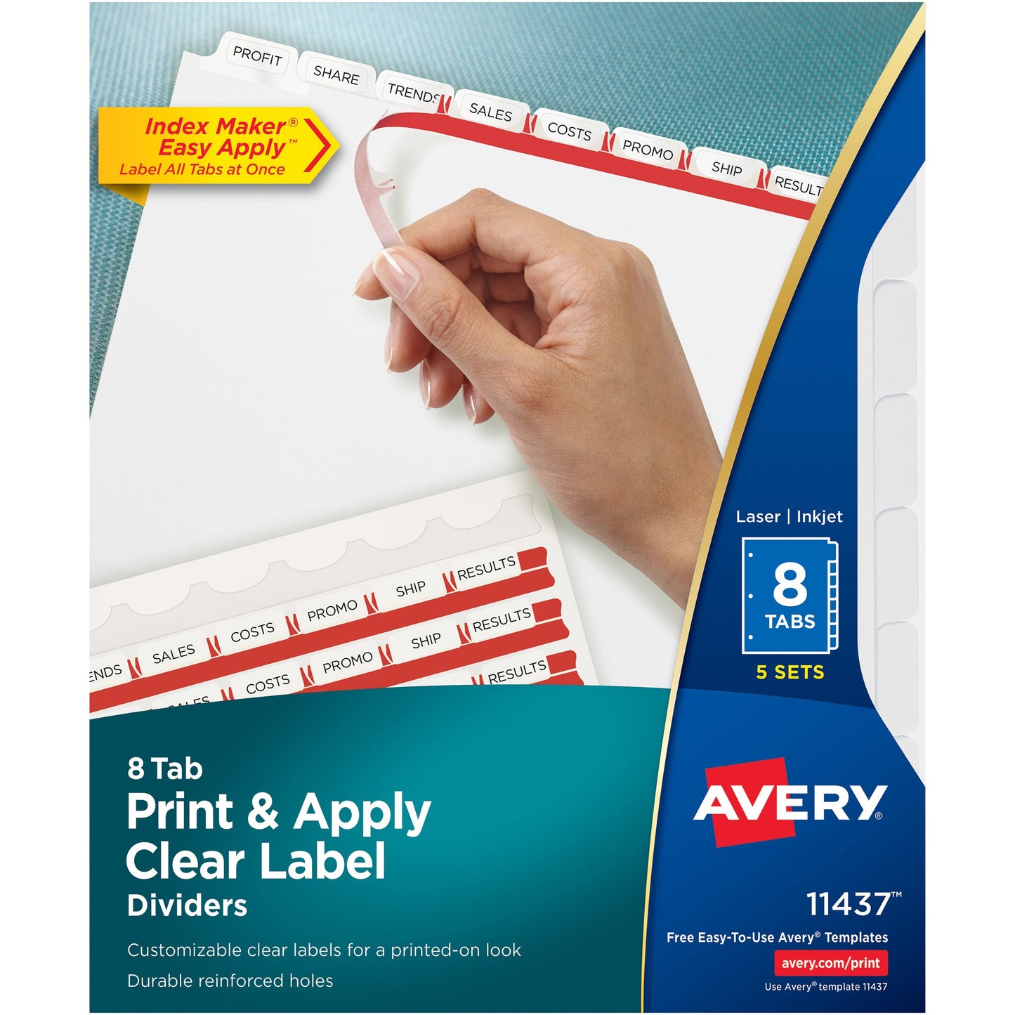 Avery&reg; Print & Apply Clear Label Dividers - Index Maker Easy Apply Label Strip