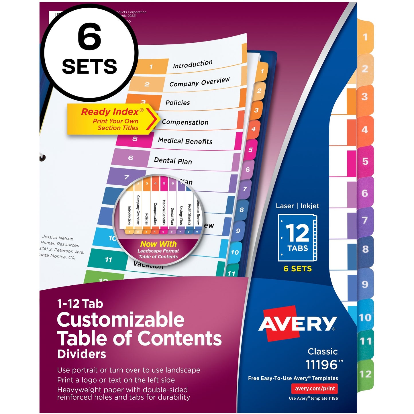 Avery&reg; Ready Index Custom TOC Binder Dividers