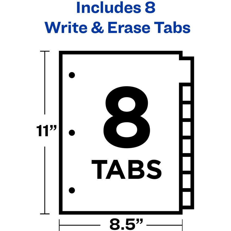 DIVIDER WRITEON BIG 8TAB WHITE