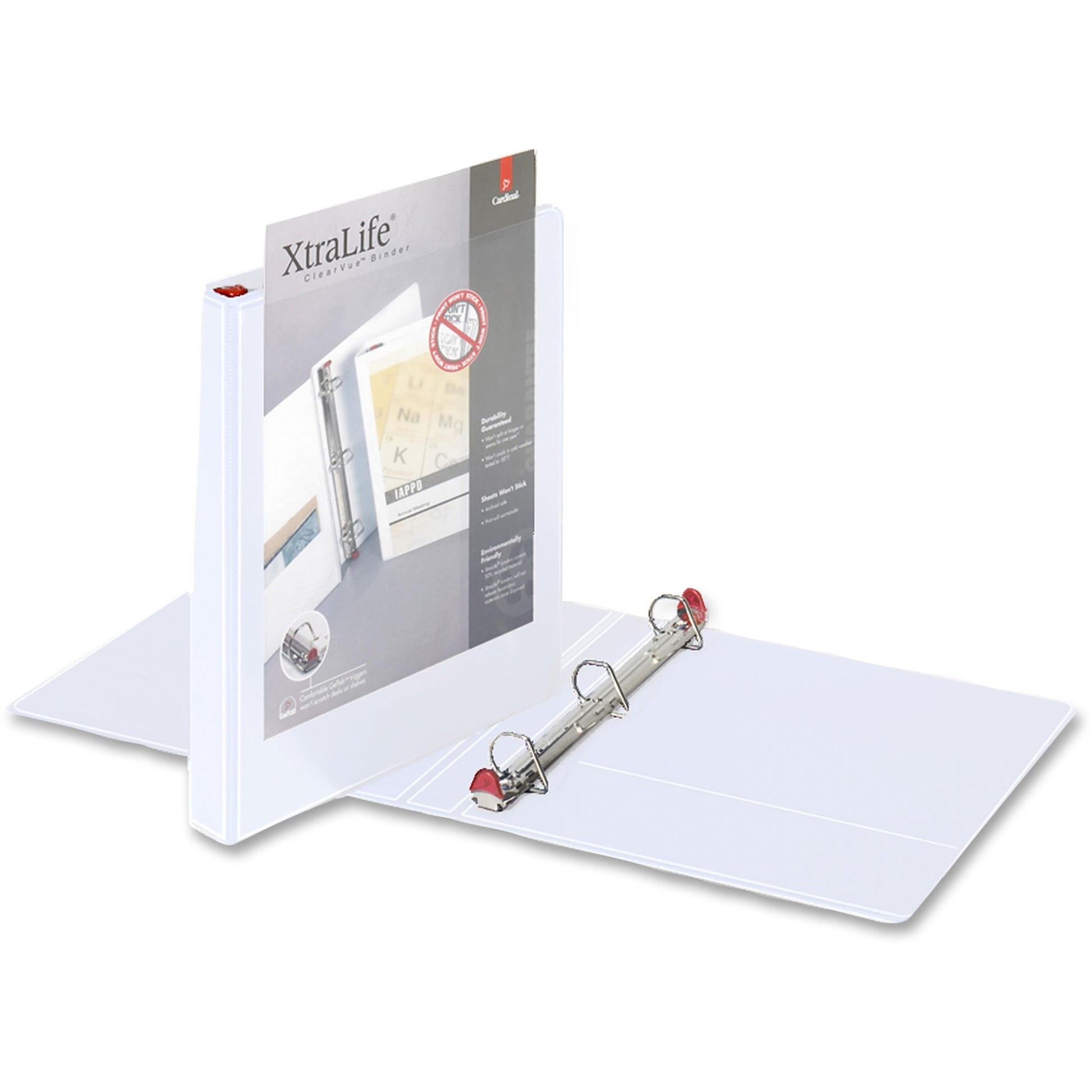 Cardinal XtraLife ClearVue Non-Stick Locking Slant-D Ring Binder